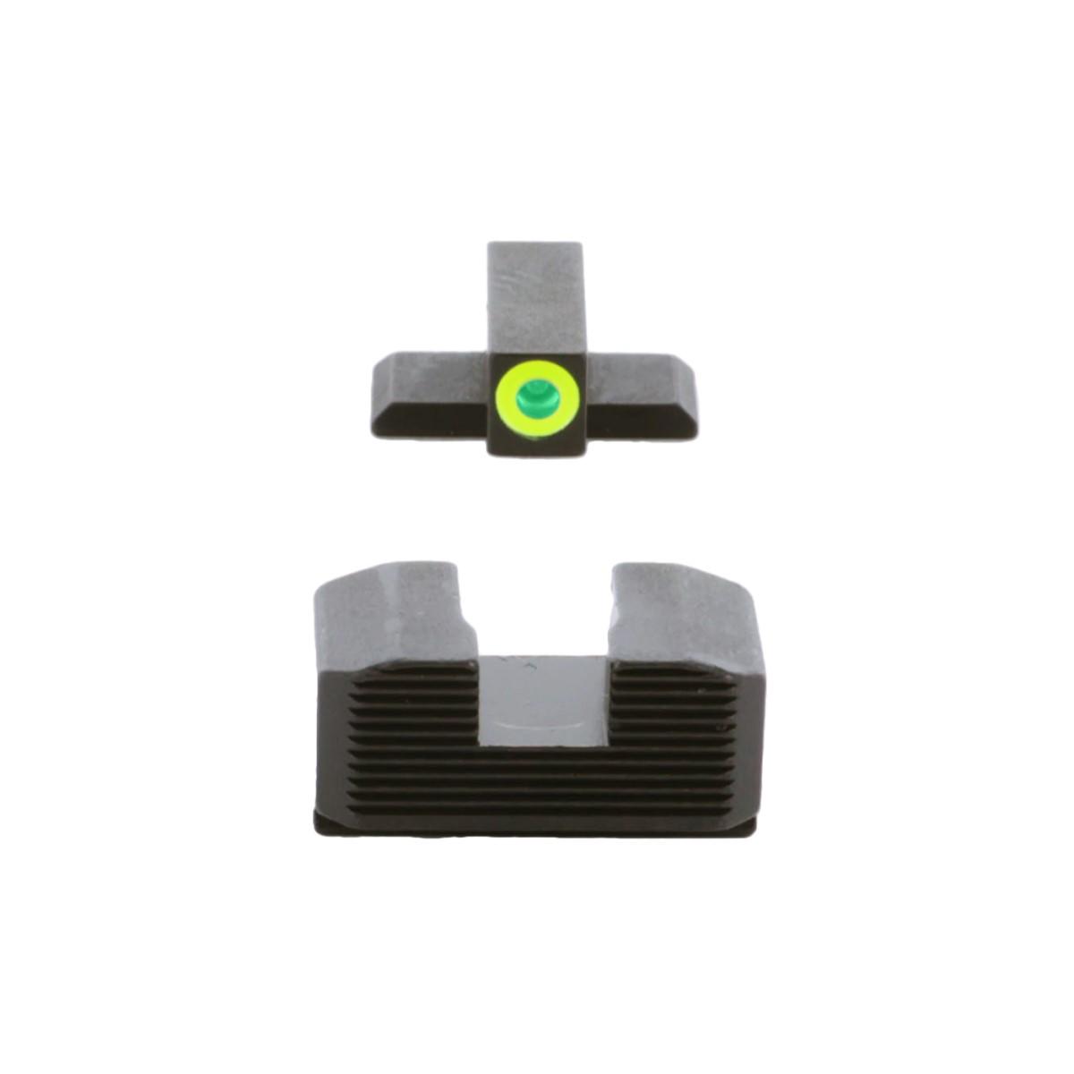 Ameriglo Green Tritium LumiGreen Outline Front Black Serrated Rear Hellcat Standard