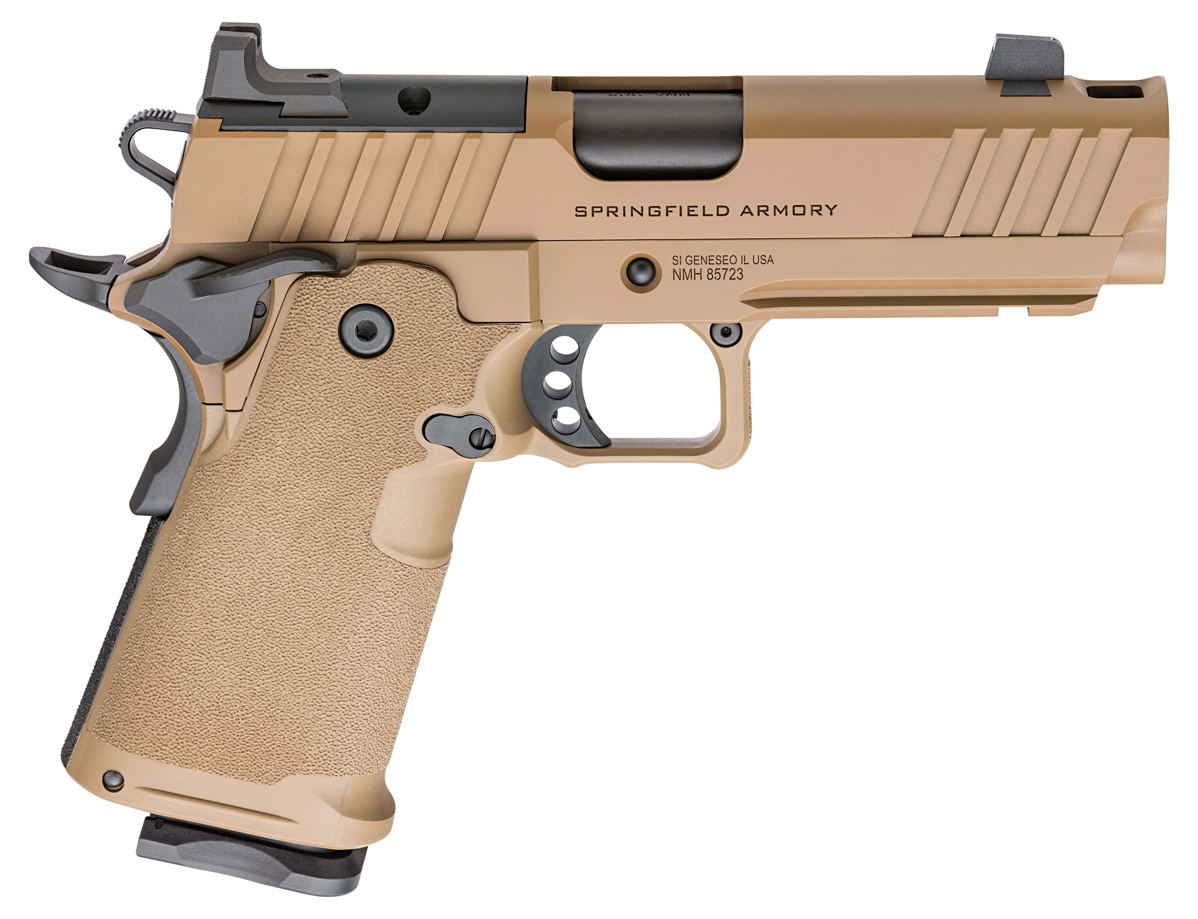 Springfield 1911 DS Prodigy Comp LC Handgun 9mm Luger 10rd Magazines(2) 4.25" Barrel Coyote Brown Optic Ready