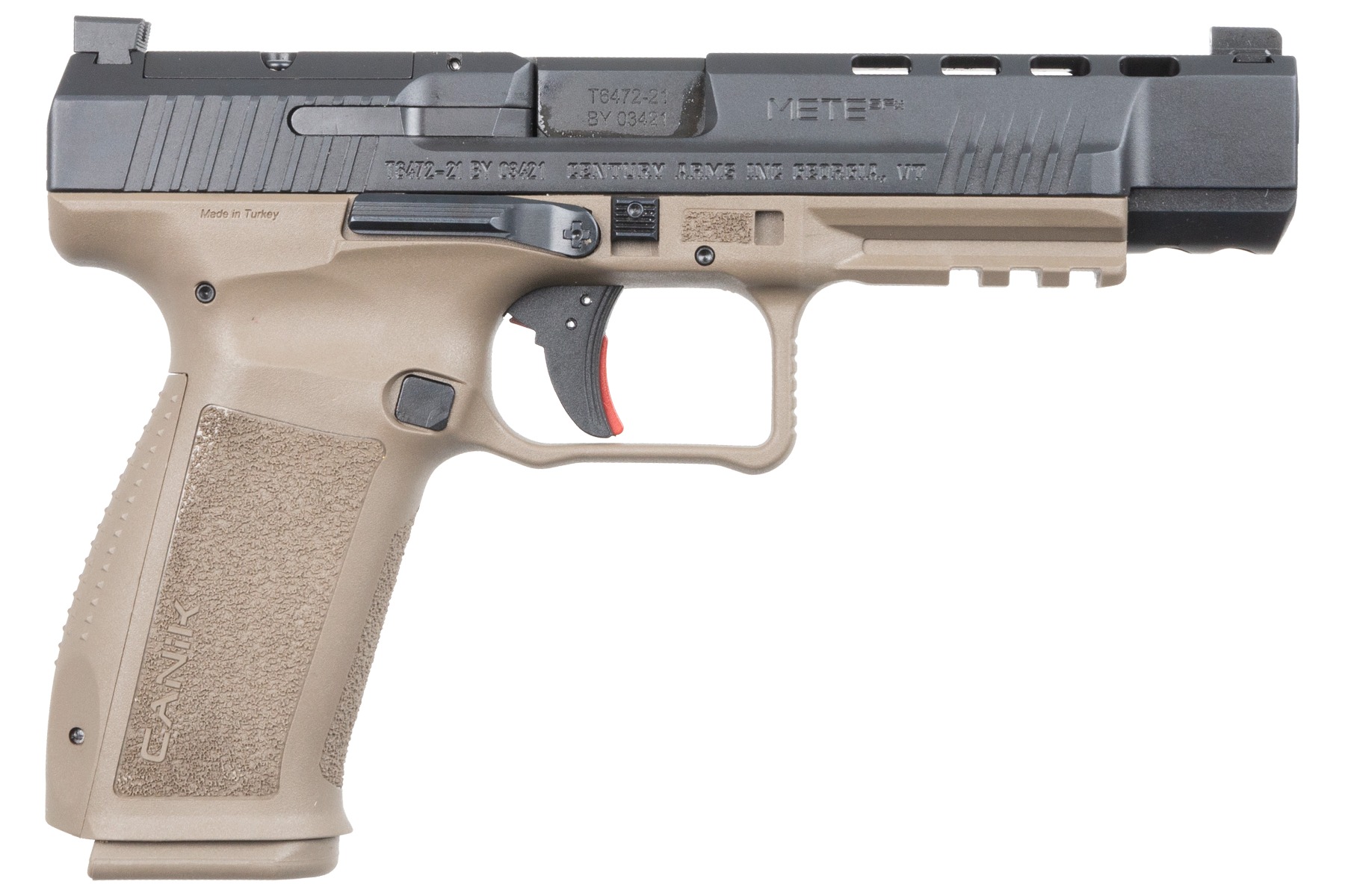 Canik METE SFX Handgun 9mm Luger 20/rd Magazines (2) 5.2" Barrel FDE Grip and Black Slide
