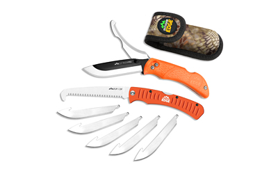 Outdoor Edge RazorPro G Saw Combo Hunting Knife & Folding Saw 3-1/2" Drop Point Blade Orange