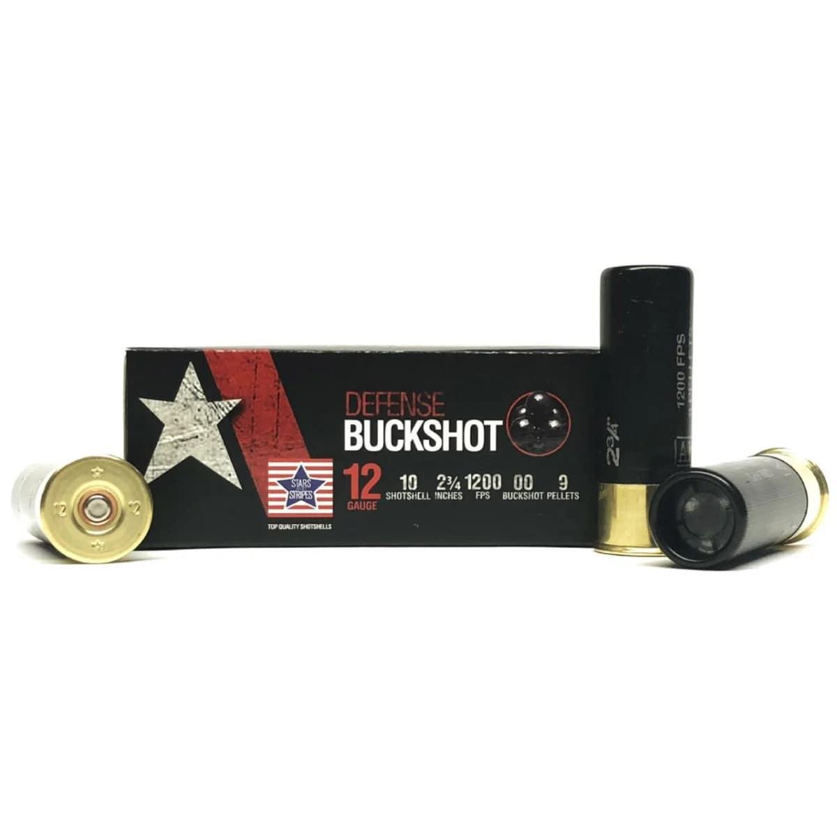 TRZ Trading Inc. PPU Stars & Stripes Defense Buckshot Shotshells 12ga 2-3/4" 9-pellet 1200 fps #00 250/ct (25-10c/t)
