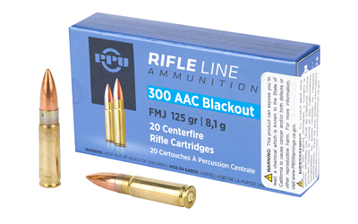 TRZ Trading Inc. PPU Standard Rifle Ammunition .300 AAC Blackout 125 gr FMJ 1340 fps 20/ct