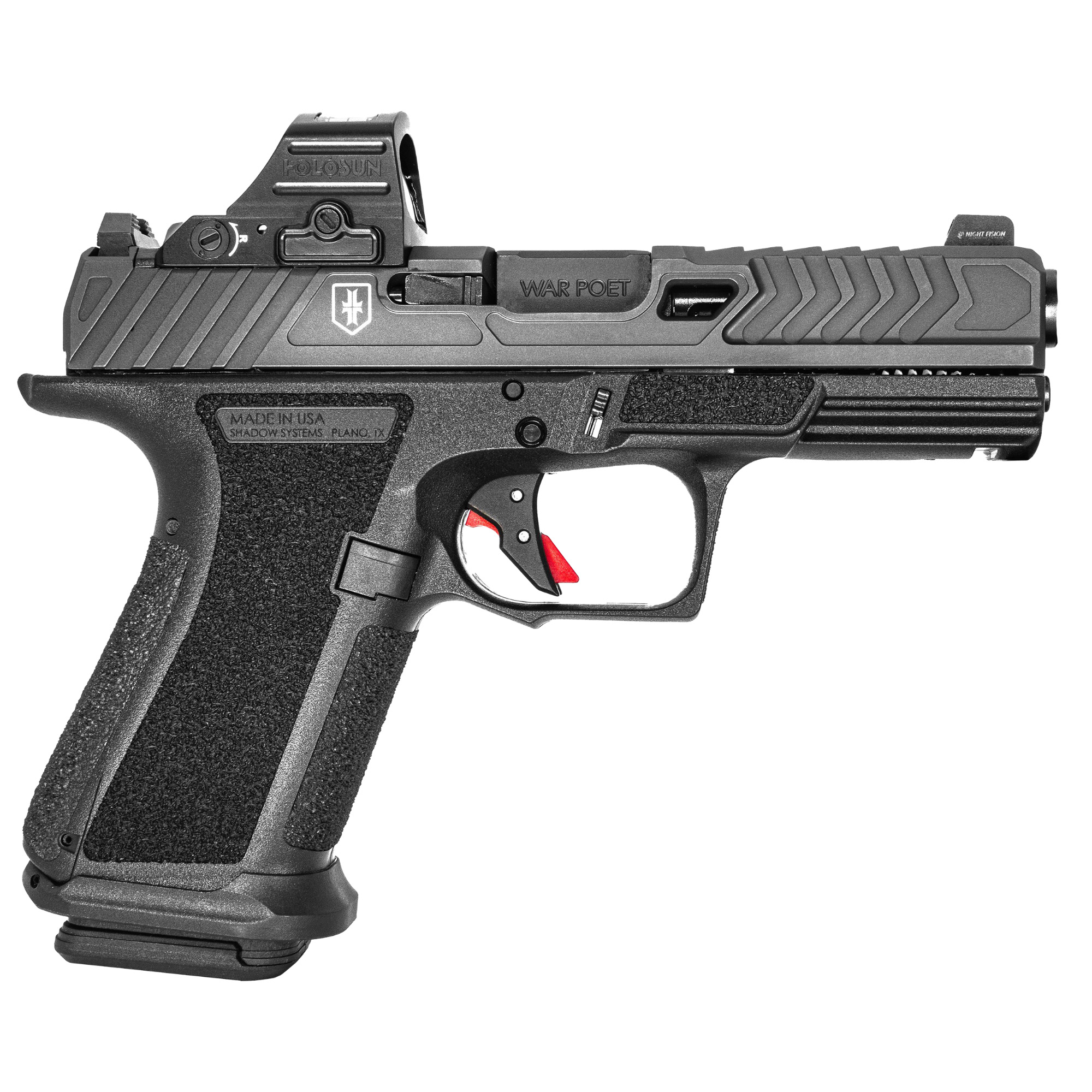 Shadow Systems MR920 War Poet Handgun 9mm Luger 15rd Magazines(2) 4" Fluted Barrel Black w/Holosun 507C