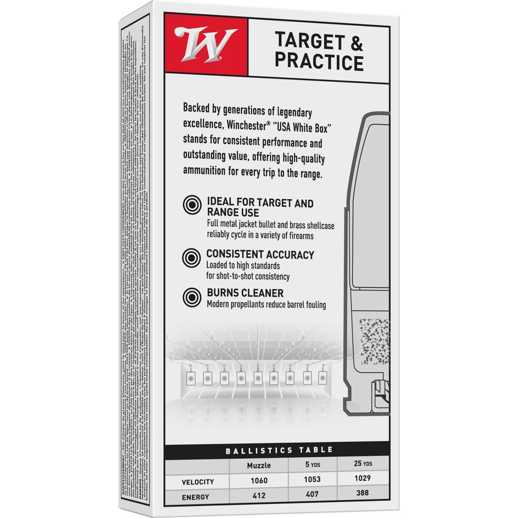 Winchester USA Handgun Ammunition .40 S&W 165 gr. FMJ 1060 fps 50/ct