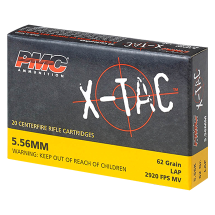 PMC X-Tac Rifle Ammunition 5.56X45 NATO 62 gr Green Tip 2920 fps 20/ct