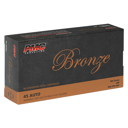 PMC Bronze Handgun Ammunition .45 ACP 185 gr JHP 900 fps 50/ct