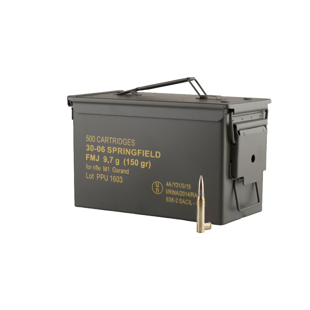 TRZ Trading Inc. PPU Rifle MC Garand Ammunition .30-06 Springfield 150 gr FMJ 2745 fps 500/ct