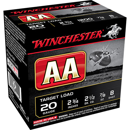 Winchester AA Target 20 ga 2-3/4" 2-1/2 dr 7/8 oz #8 - 25/ct