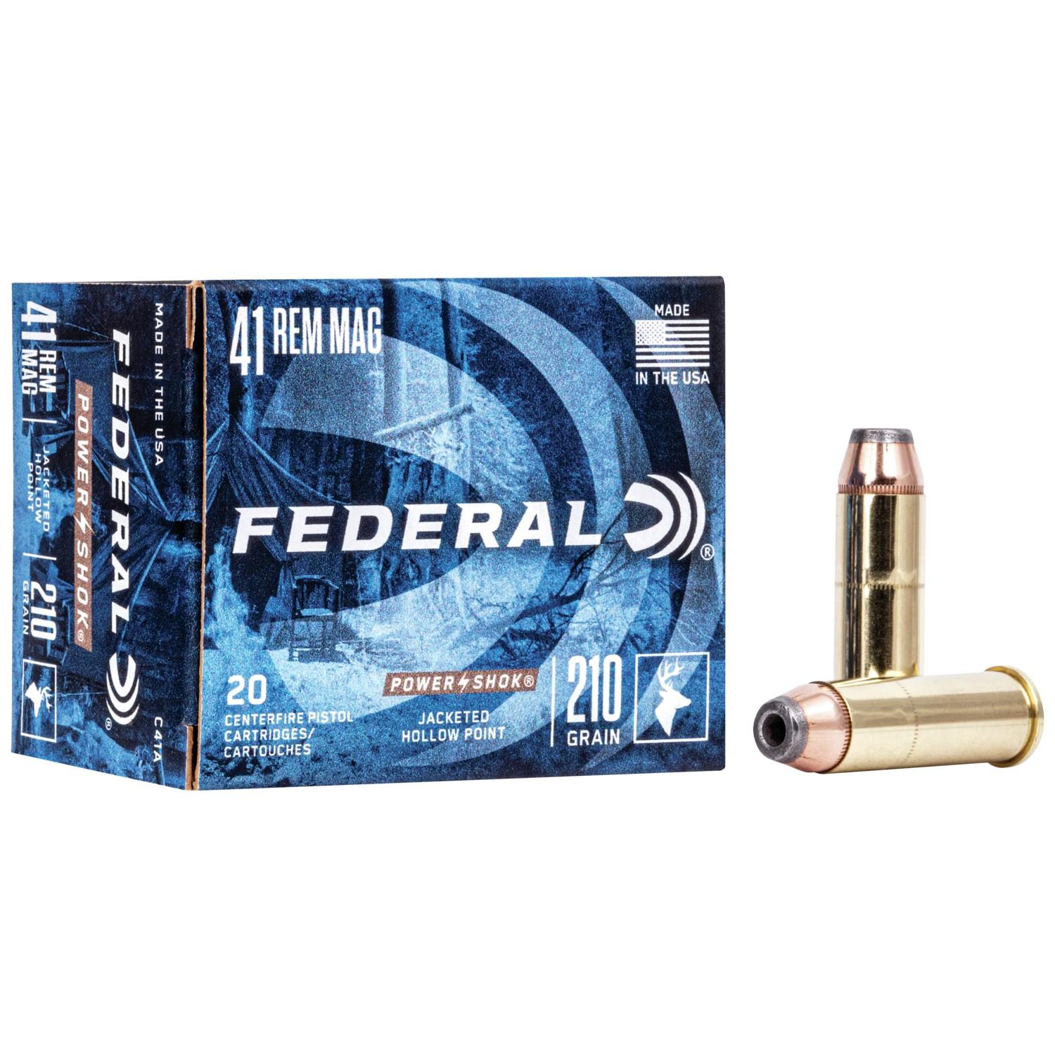 Federal Power-Shok Handgun Ammunition 41 Mag 210gr JHP 1230 fps 20/ct