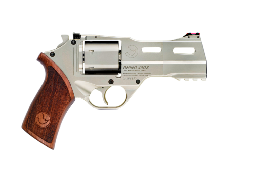 Chiappa Firearms USA Ltd RHINO .357MAG REVOLVER 40DS CHROME 4IN BBL 3MOON CLIPS 6RND ADJ. REAR SIGHT