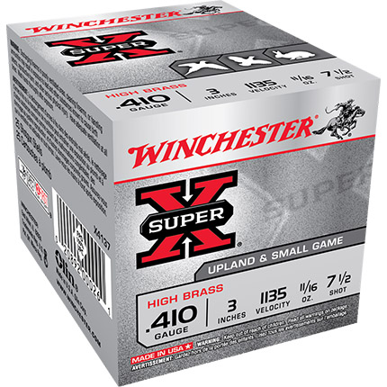 Winchester Super-X High-Brass Shotshells .410 ga 3" 11/16 oz 11353 fps #7.5 25/ct