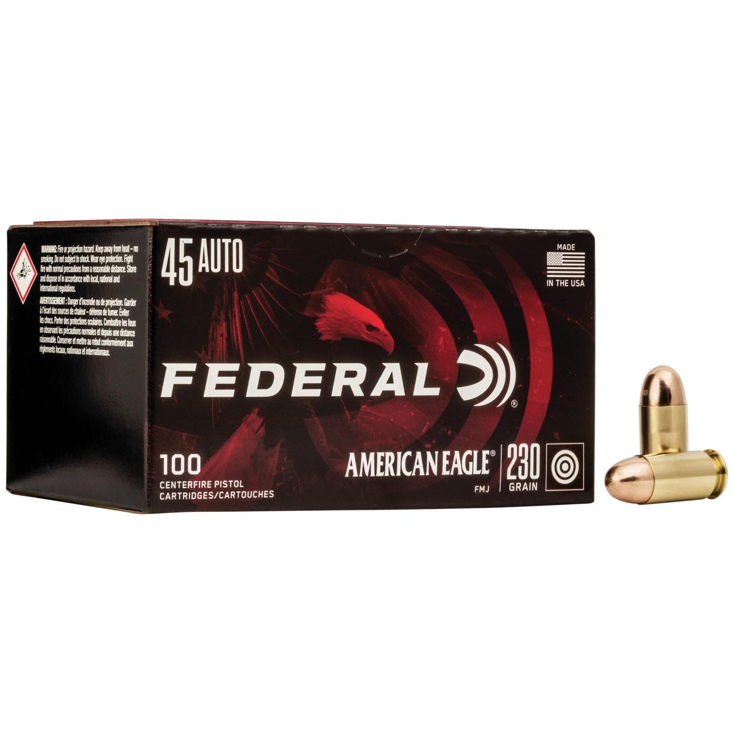 Federal Cartridge Co. American Eagle Handgun Ammunition .45 ACP 230 gr FMJ 890 fps 100/ct