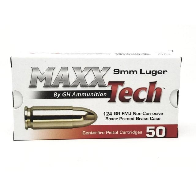Grasso Holdings Inc. / Tulammo MAXXTech Handgun Ammunition 9mm Luger 124gr FMJ 1126 fps 50/ct