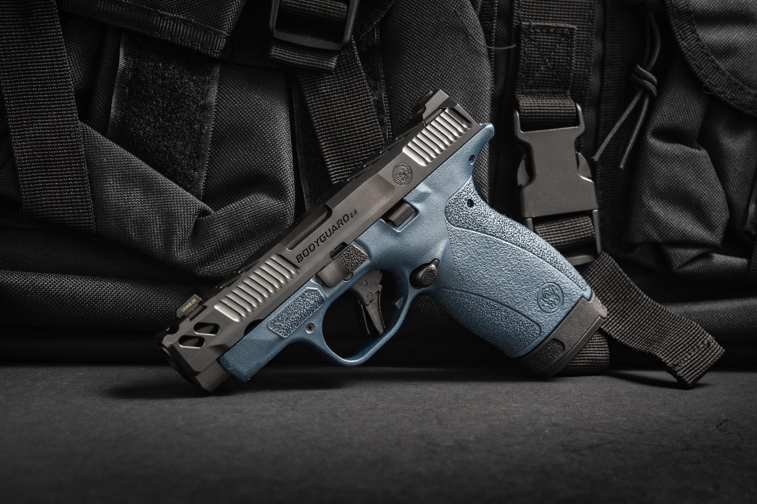 Smith & Wesson Inc. S&W PC Bodyguard 2.0 Blue Titanium Carry Comp Handgun .380 Auto 10(1)&12(1)rd Magazines 3.1" Comp Barrel No Thumb Safety