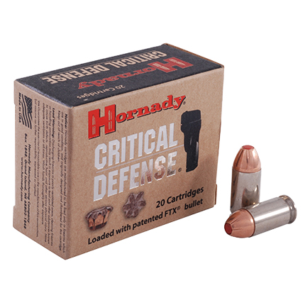 Hornady Critical Defense Handgun Ammo .45 ACP 185 gr FTX 1000 fps 20/ct