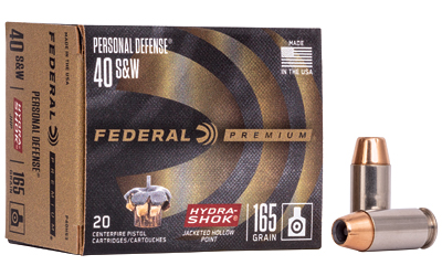 Federal Premuim Personal Defense Handgun Ammunition 40 S&W 165gr JHP 980 fps 20/ct