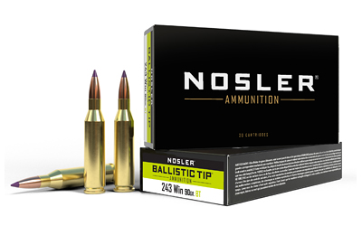 Nosler Ballistic Tip Hunting Rifle Ammunition .243 Win 90gr PT 3100 fps 20/ct
