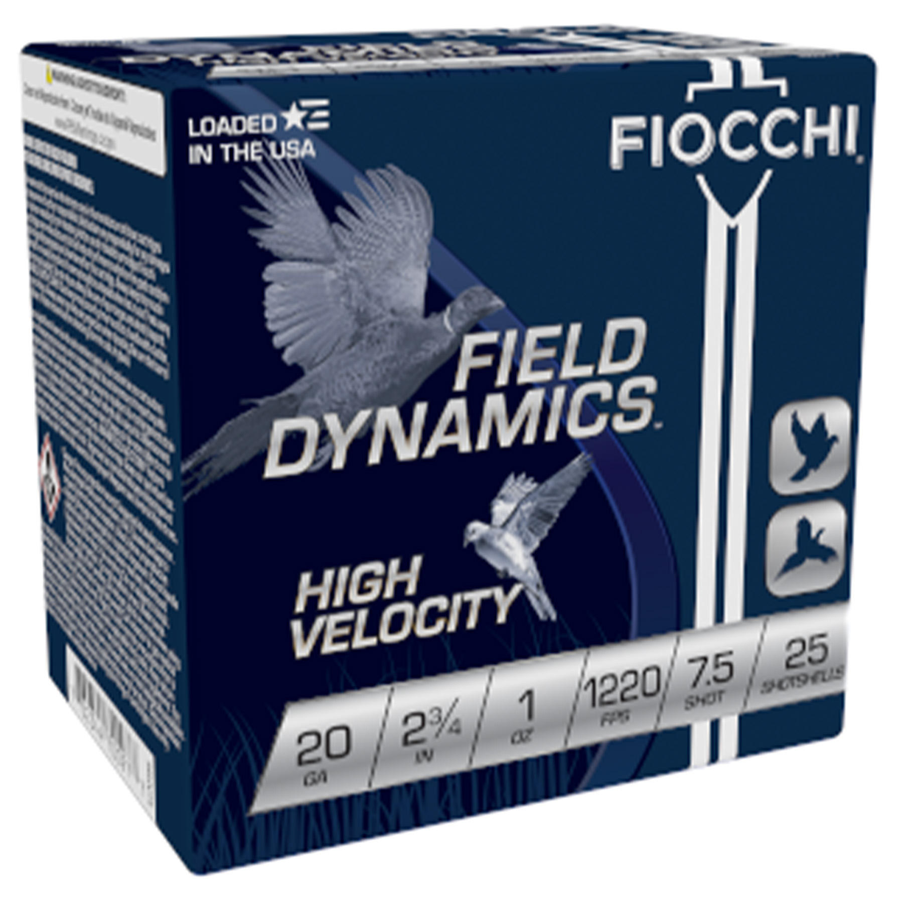 Fiocchi High Velocity Shotshells 20ga. 2-3/4" 1oz #7.5 25/ct