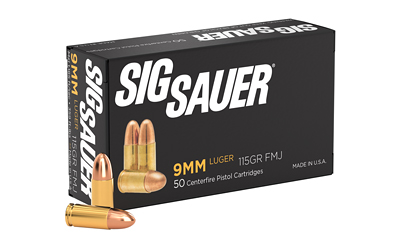 Sig Elite Performance Handgun Ammunition 9mm Luger 115 gr FMJ 1185 fps 50/ct