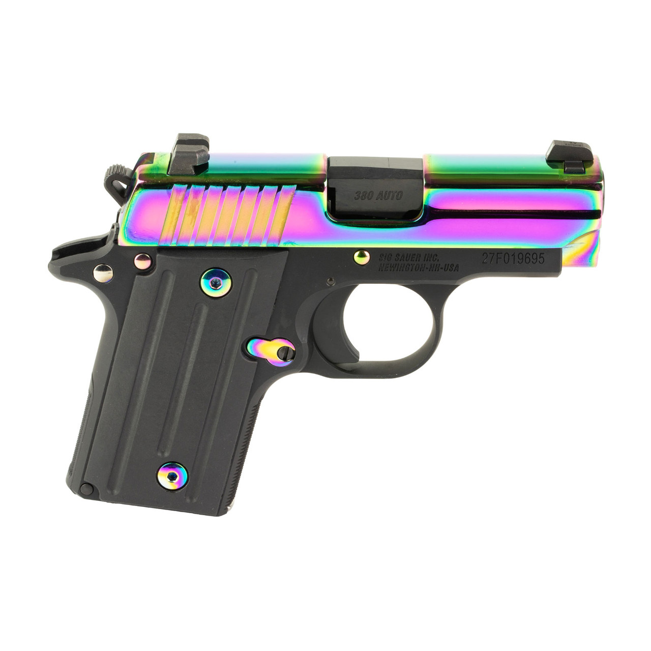 Sig Sauer P238 Titanium Rainbow SAO Handgun .380 Auto 6rd Magazines(2) 2.7" Barrel G10 Grips Night Sights