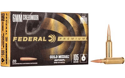 Federal Gold Medal Berger Hybrid Rifle Ammunition 6mm Creedmoor 105gr BTHP 3025 fps 20/ct