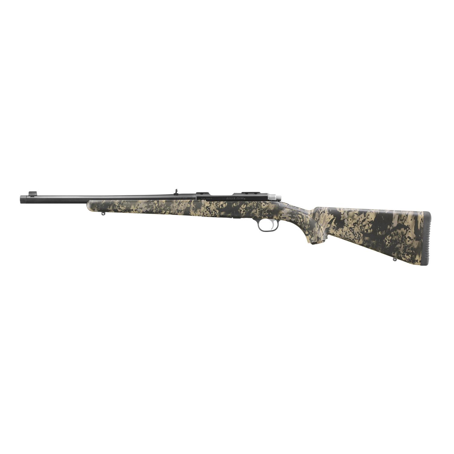 Sturm Ruger & Co Ruger 77/44 Rifle .44 Rem 4rd Capacity 16.6" Threaded Barrel Mag Alloy Blued Steel w/Camo Pattern Stock