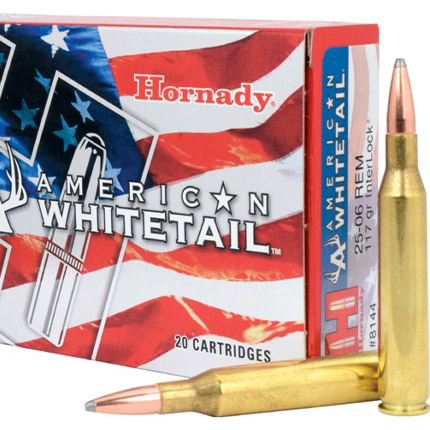 Hornady American Whitetail Rifle Ammunition .25-06 Rem 117 gr BTSP 2749 fps 20/ct