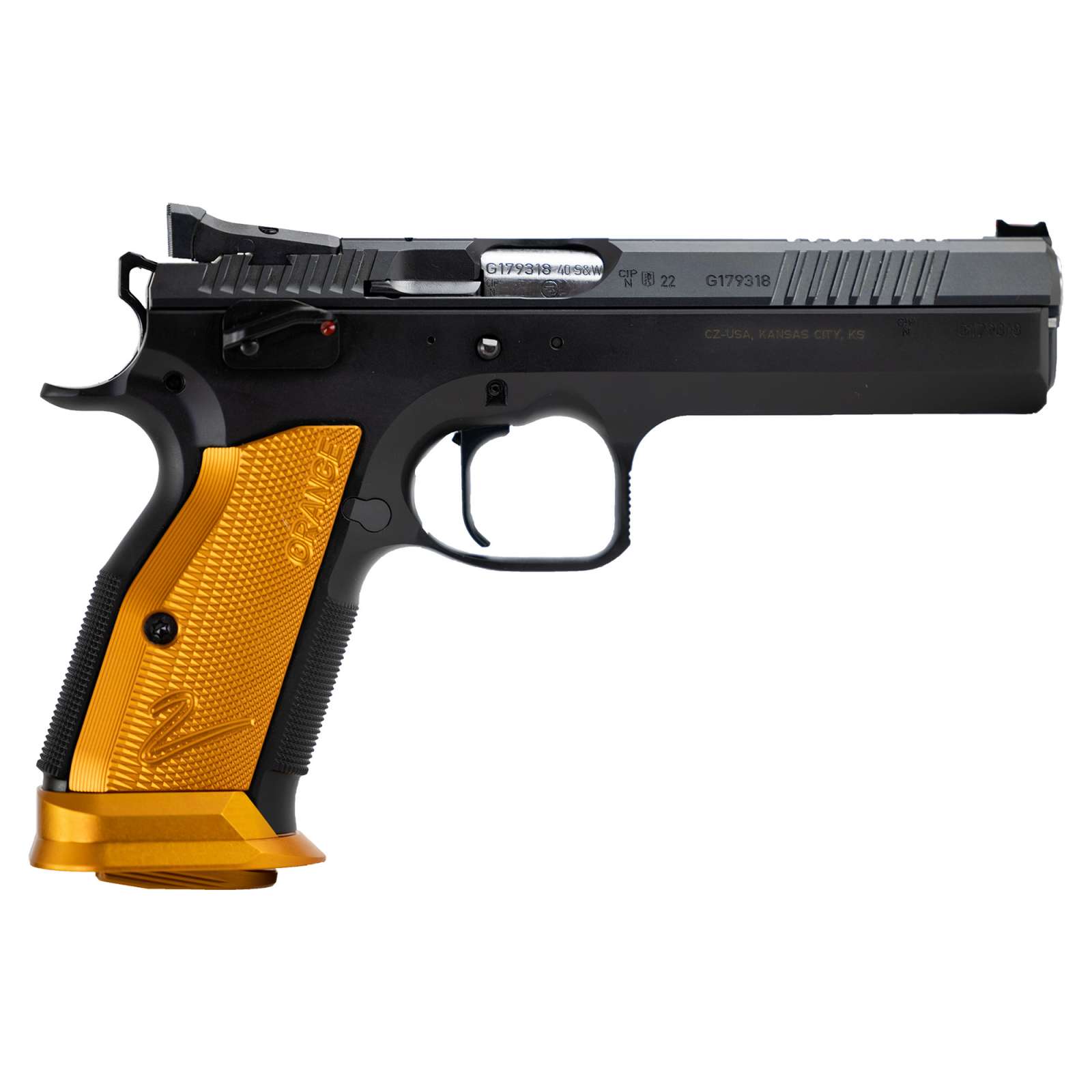 CZ USA TS 2 Orange Handgun 9mm Luger 20rd Magazine 5.2" Barrel Black with Orange Grip
