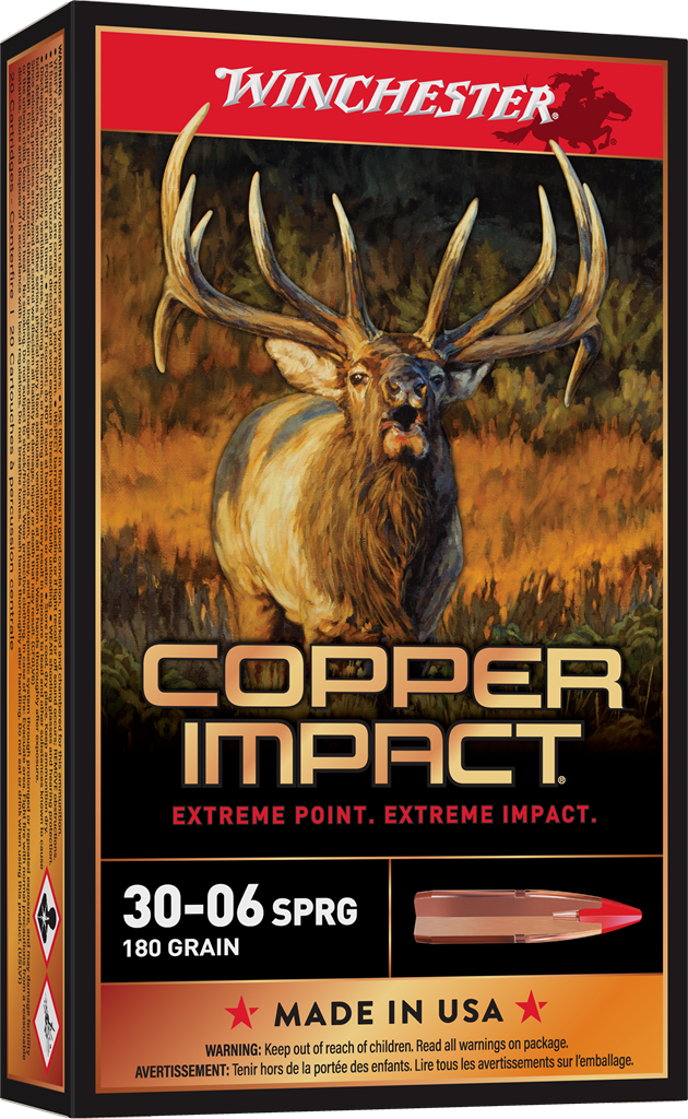 Winchester Copper Impact Rifle Ammunition 30-06 SPRG 180 gr. BT 2725 fps 20/ct