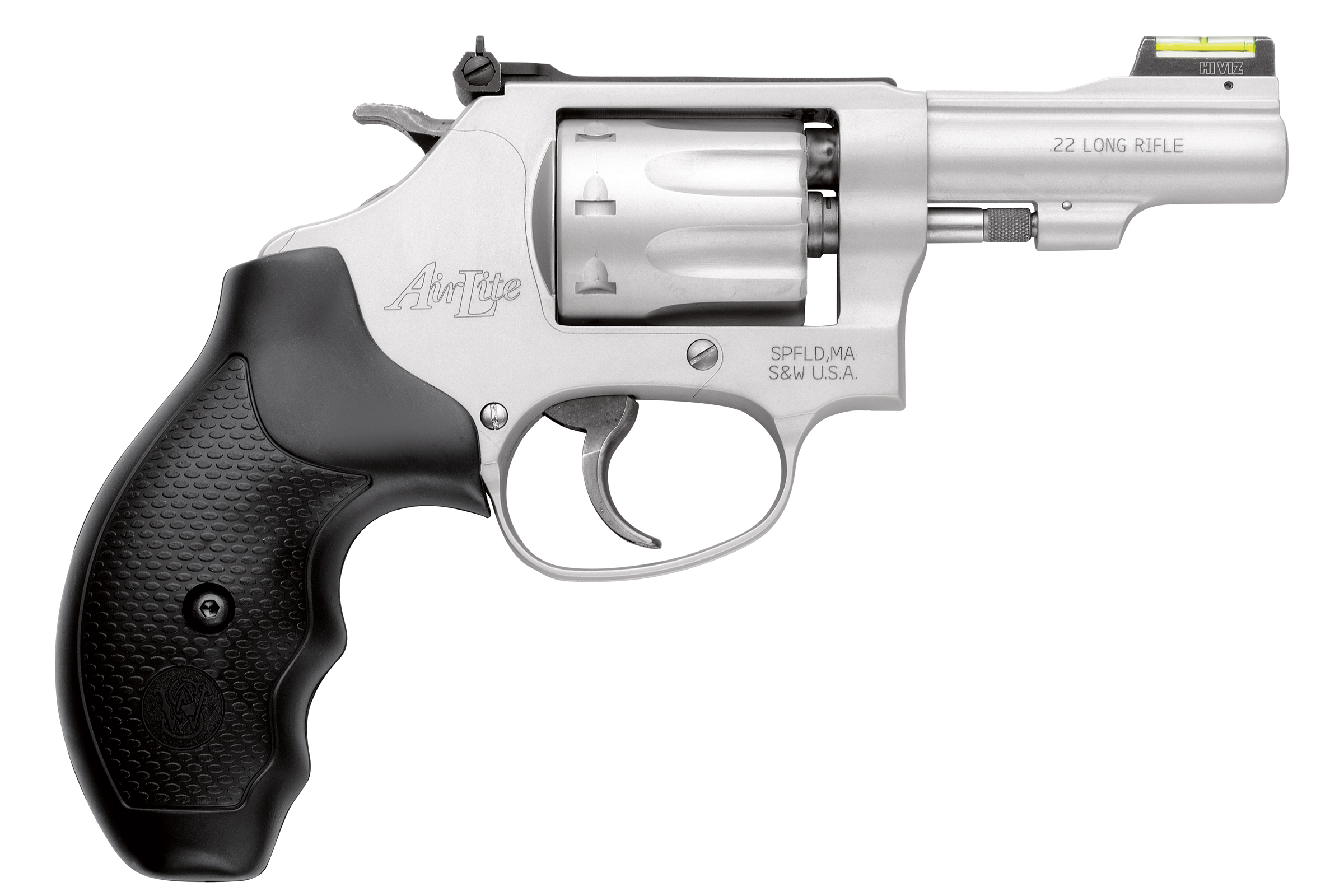 Smith & Wesson J-Frame Model 317 Kit Handgun .22 LR 8rd Capacity 3" Barrel Silver with Black Grip Hi-Viz Fixed Sights