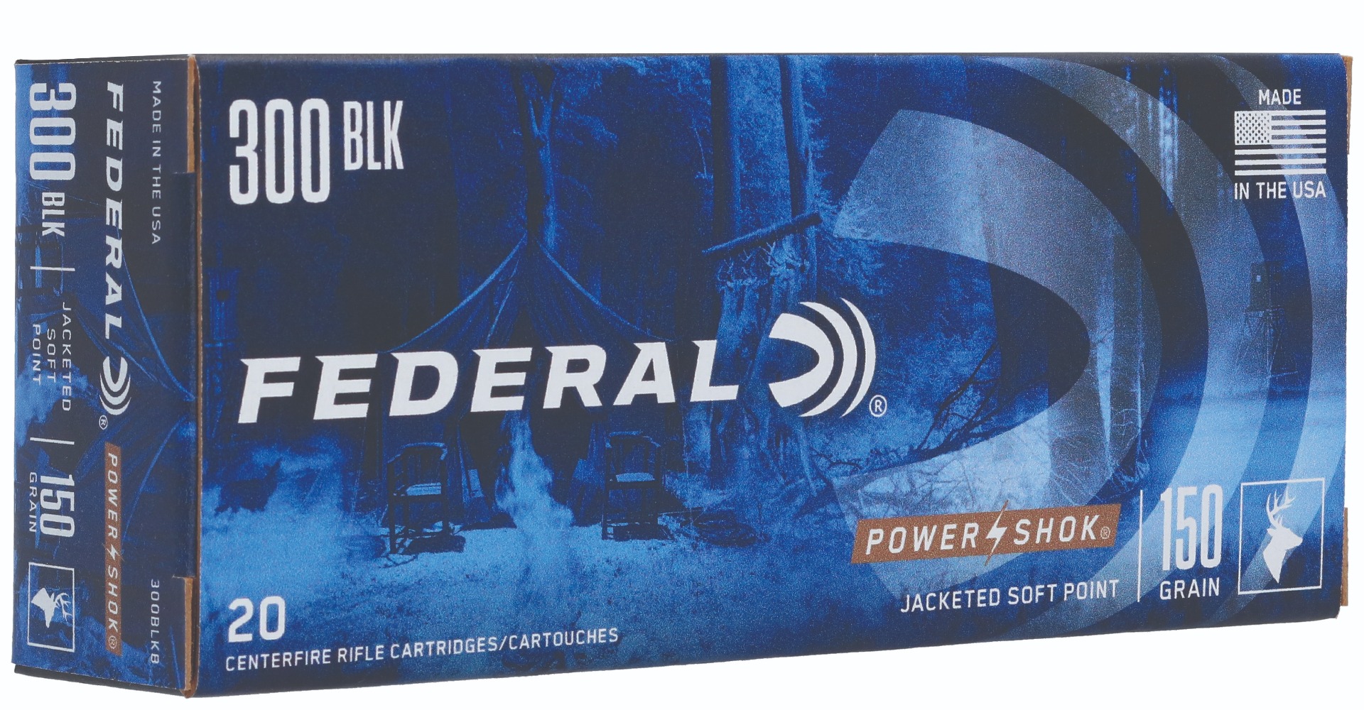 Federal Power-Shok Rifle Ammunition .300 AAC Blackout 150 gr SP 1900 fps 20/ct