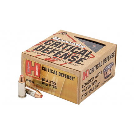 Hornady Critical Handgun Ammunition .25 Auto 35 gr FTX 900 fps 25/ct