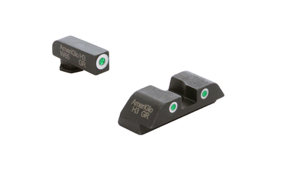 Ameriglo Green Tritium FRONT/REAR 3 dot sight set white outlines for Glock Gen 5