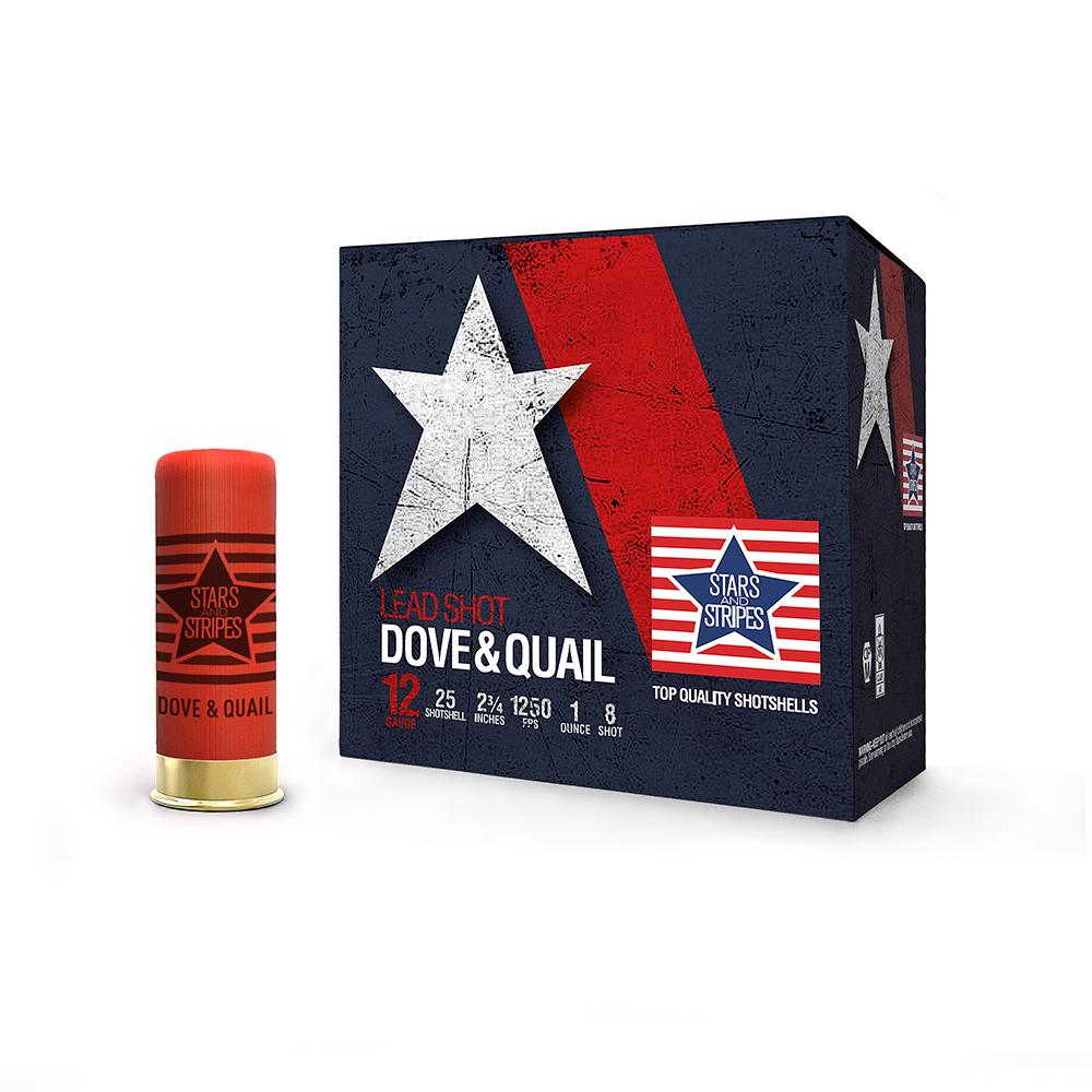 TRZ Trading Inc. PPU Stars & Stripes Dove & Quail Shotshells 12ga 2-3/4'' 1 oz 1250 fps #8 25/ct