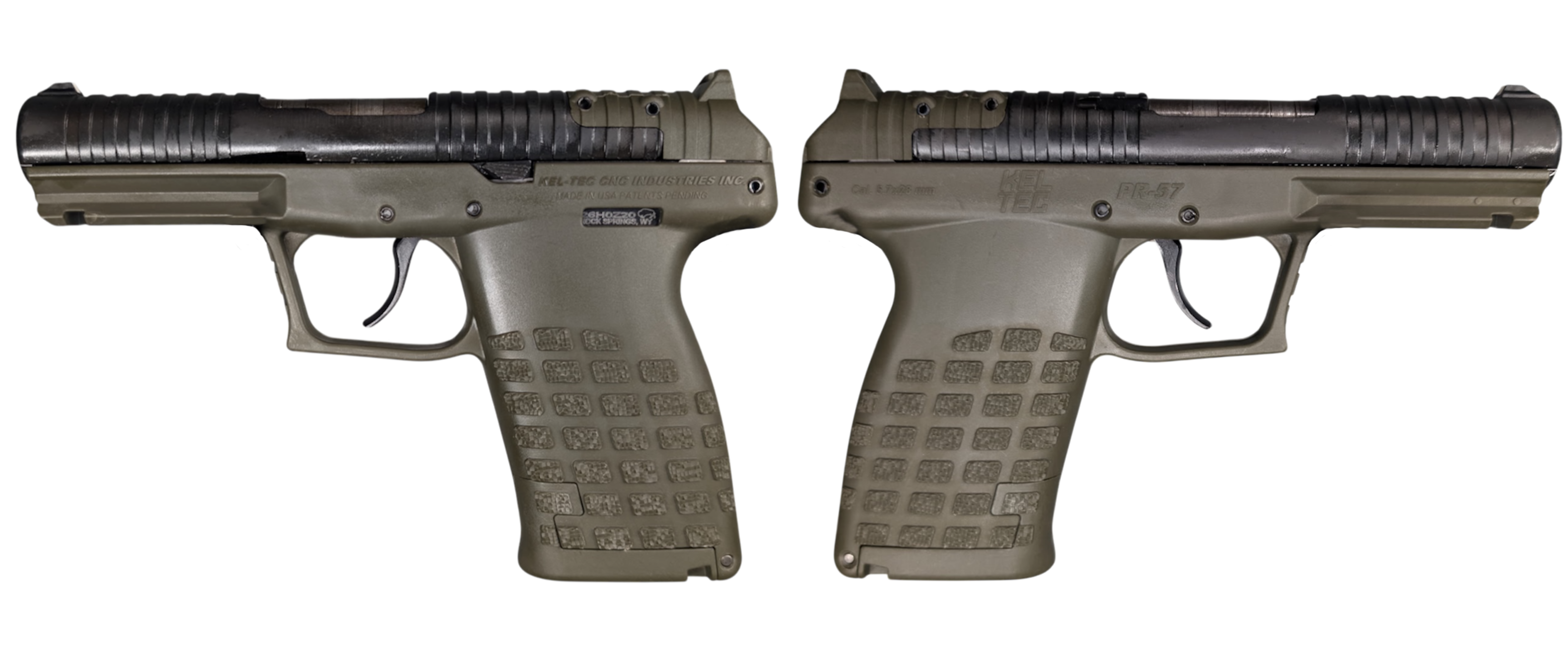 Kel-Tec PR-5.7 Handgun 5.7x28mm 20rd Magazine(1) 4.64" Barrel Green Frame Stripper Clips Optic Plate