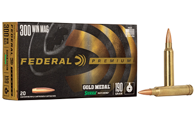 Federal Premium Gold Medal Sierra MatchKing Rifle Ammunition .300 Win Mag 190 gr BTHP 2900 fps - 20/ct