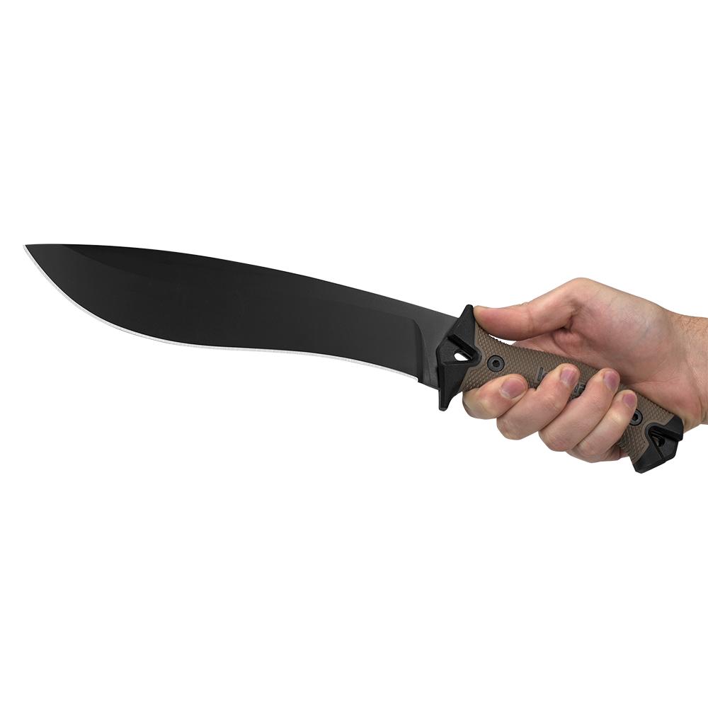 Kershaw Camp 10 Fixed Machete Knife 10" Recurve Blade Tan and Black