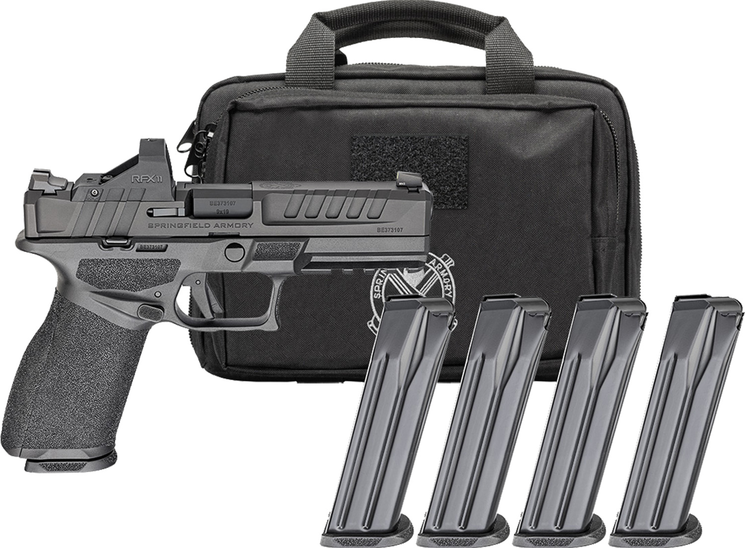 Springfield Gear Pac Echelon Handgun 9mm Luger 17rd(3)& 20rd(1) Magazines 4.5" Barrel Green Dot & Bag