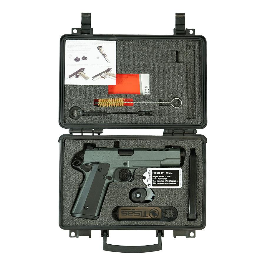 Tisas 1911 Night Stalker SF Handgun 9mm Luger 9rd Magazine(2) 5" Threaded Barrel Grey Cerakote Finish