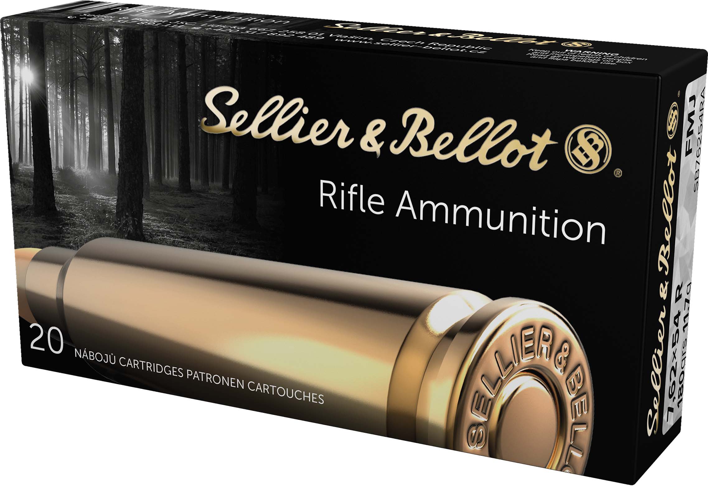 Mag-Tech/Sellier- Bellot Sellier & Bellot Rifle Ammunition 7.62x54R 180 gr 2580 fps FMJ 20/ct