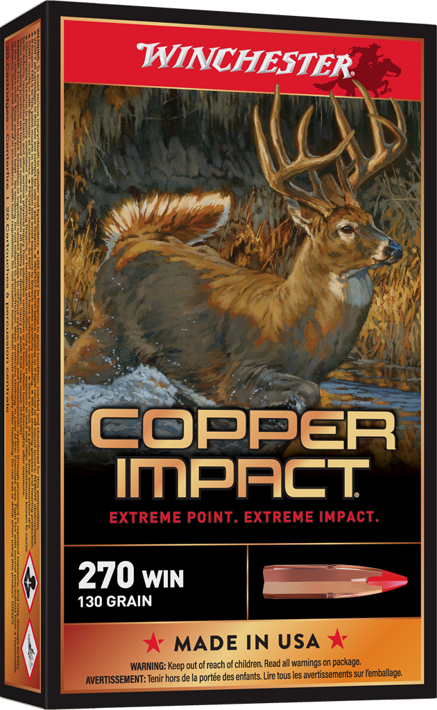 Winchester Copper Impact Rifle Ammunition 270 Win 130 gr. BT 3000 fps 20/ct