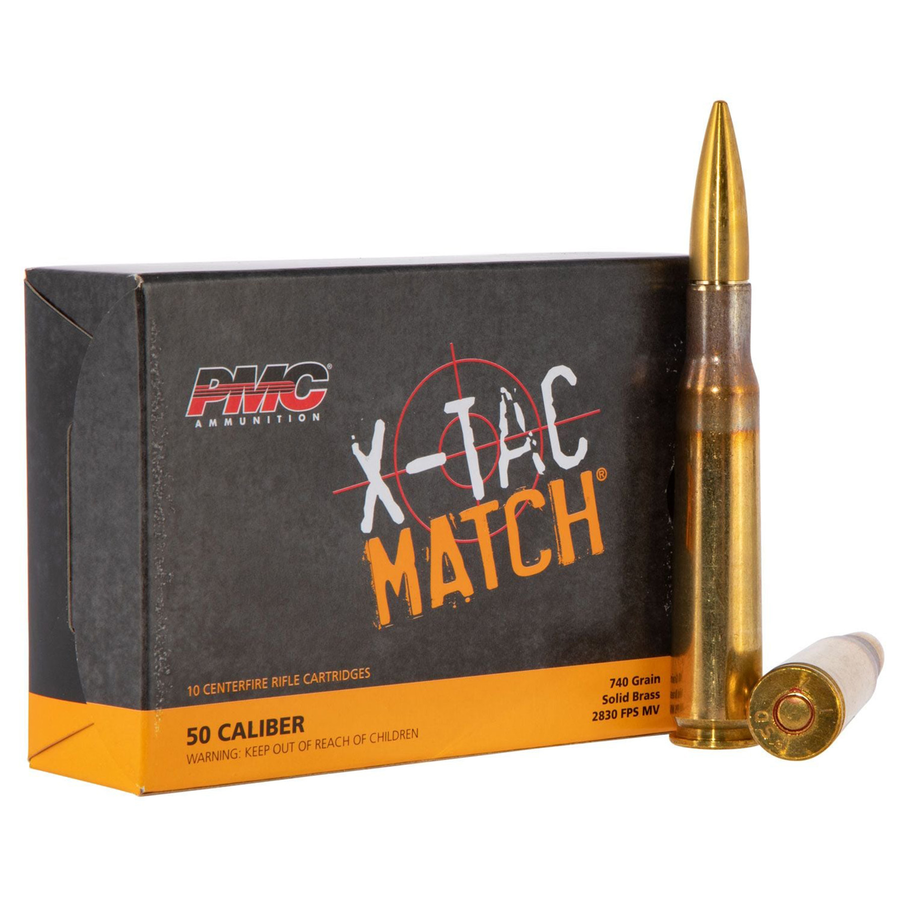 PMC X-TAC MATCH Rifle Ammunition .50 cal 740 gr SLD 2728 fps 10/ct