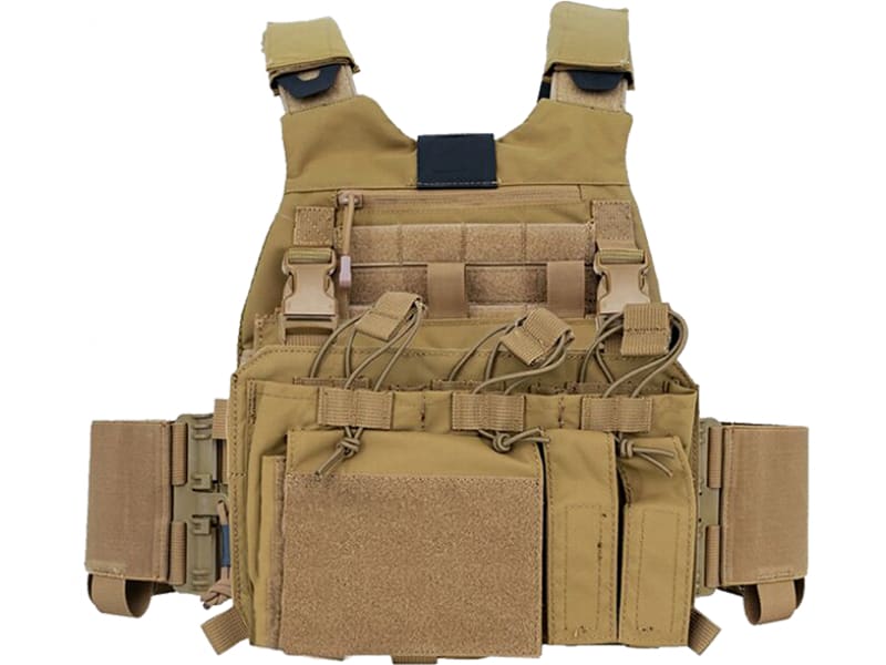 10 Ring Guard Dog Trakr Plate Carrier FDE with Front Placard