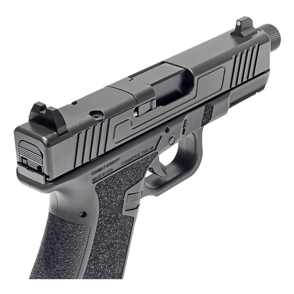 Combat Armory CA19 OR Handgun 9mm Luger 10rd Magazine 4.49" Threaded Barrel Black with Suppressor Height Sights