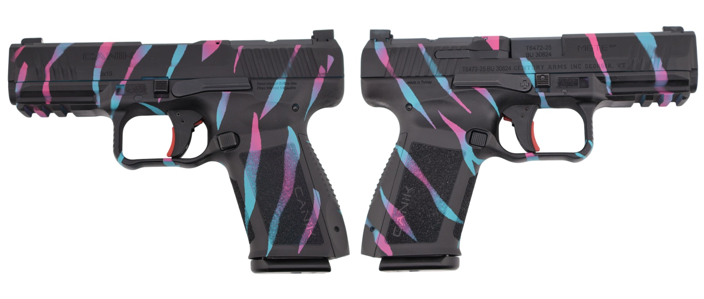 CANIK METE SF ONE SERIES 9MM MIAMI TIGER STRIPE PSTL 4.19 BRL 1-15RD MAG