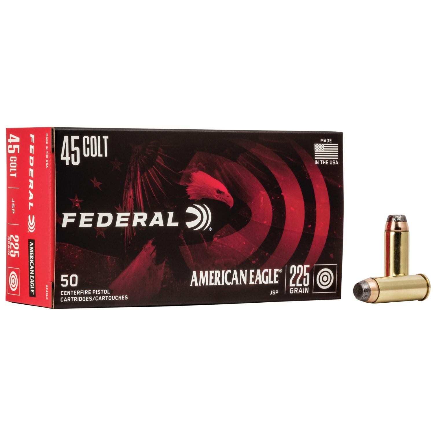 Federal Cartridge Co. American Eagle Handgun Ammunition .45 Colt 225 gr JSP 860 fps 50/ct