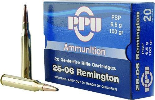 TRZ Trading Inc. PPU Rifle Ammunition .25-06 Rem 100 gr PSP 3230 fps 20/ct