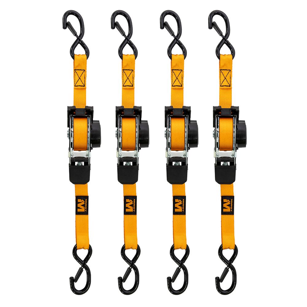 Gsm Muddy Retractable Ratchet Straps 1"x10 ft Orange 4/ct