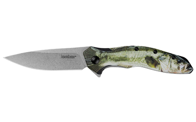 Kershaw Shoreline Bass Folding Knife 3" Drop Point Blade Green Bass