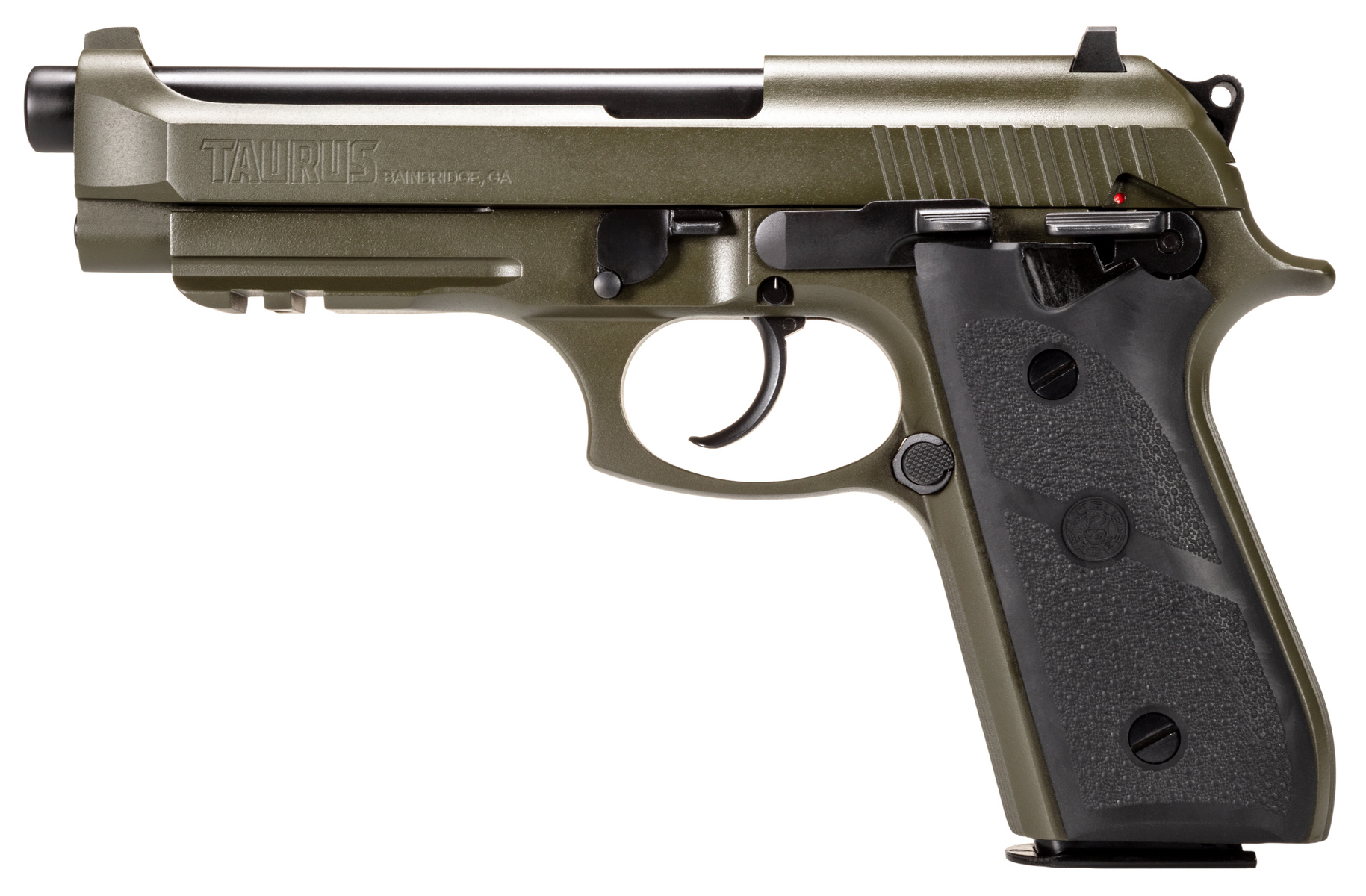 Taurus PT92 Handgun 9mm Luger 17rd Magazines (2) 5" Barrel OD Green Black Hogue Grip